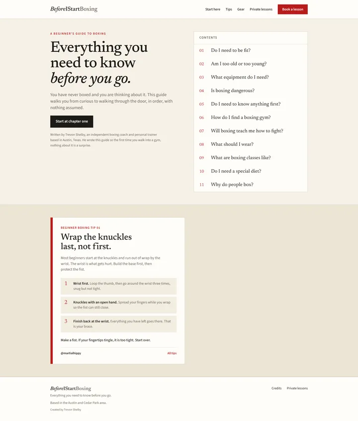 BeforeIStartBoxing homepage