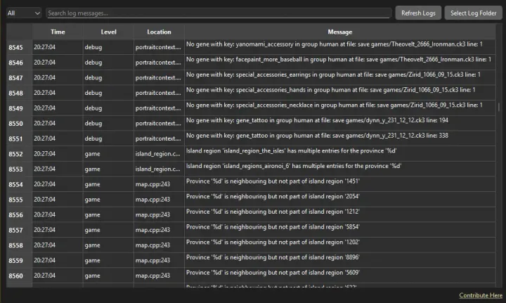 Screenshot of Paradox Games Log Parser